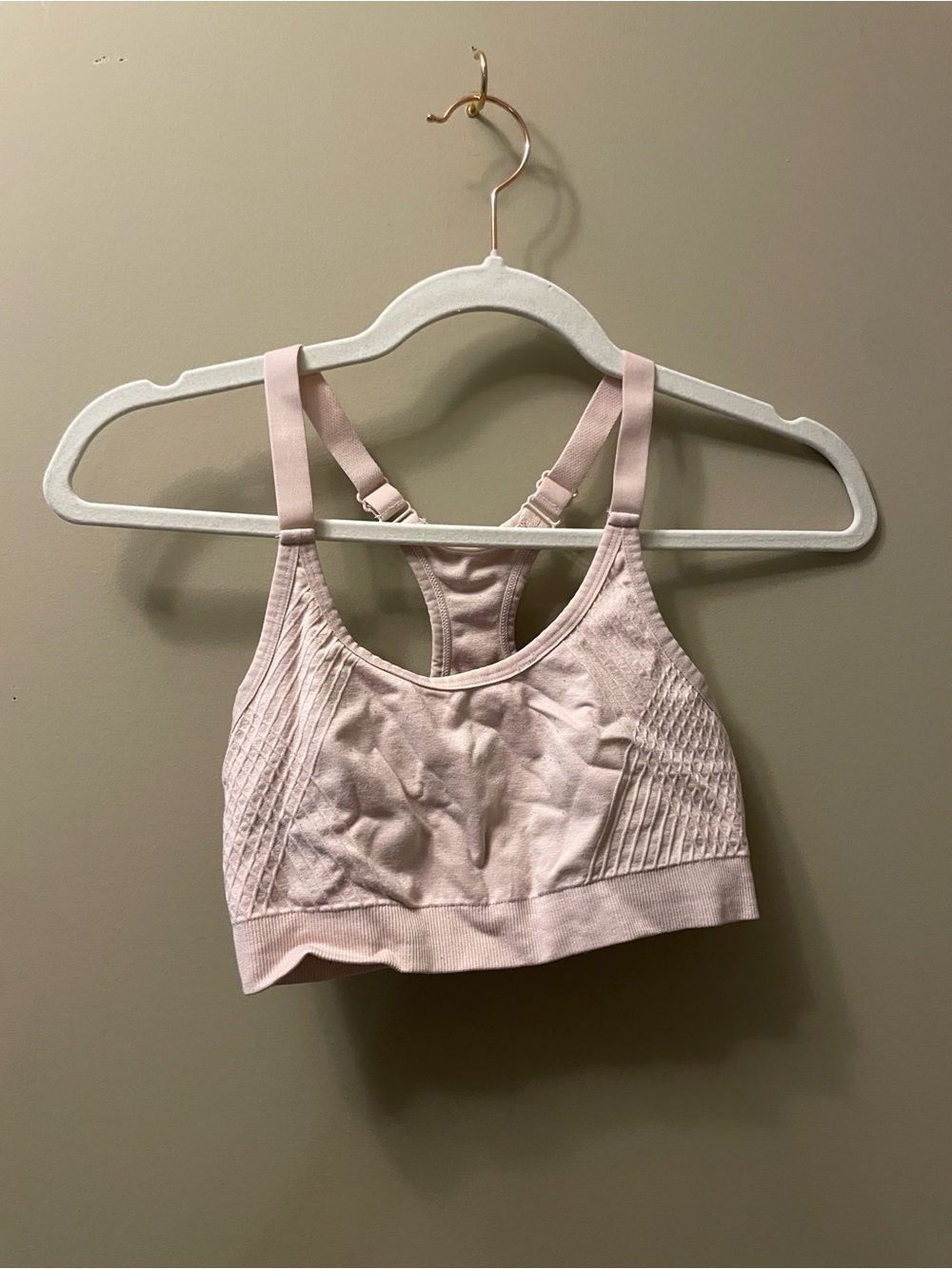 Baby pink sports bra